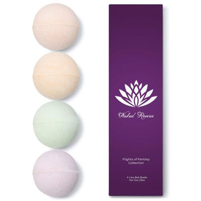 Bath Bomb Gift Set for Women: USA Made All-Natural, Organic Essential Oils, Epsom Salt, and Shea Butter: 4 Extra Large (8 oz) Bath Bombs for Longer Fizz: Safe for Sensitive Skin by Naked Reverie
