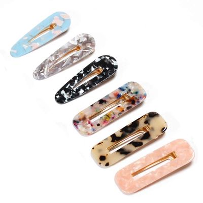 6PCS Women Marble Pattern Acetate Hair Clip Hairpin Bangs Clip Side Clip Leopard Alligator Hair Clips Duckbill Clip (A#)