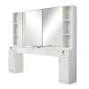 BarberPub Wall Mount Barber Station with 6 Hair Dryer Holders Salon Hair Styling with Mirror Dressing Table Beauty Salon Spa Equipment Set 3026+3036 (White) view 1