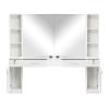 BarberPub Wall Mount Barber Station with 6 Hair Dryer Holders Salon Hair Styling with Mirror Dressing Table Beauty Salon Spa Equipment Set 3026+3036 (White) view 2