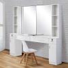 BarberPub Wall Mount Barber Station with 6 Hair Dryer Holders Salon Hair Styling with Mirror Dressing Table Beauty Salon Spa Equipment Set 3026+3036 (White) view 3
