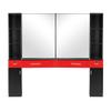 BarberPub Wall Mount Barber Station with 6 Hair Dryer Holders Salon Hair Styling with Mirror Dressing Table Beauty Salon Spa Equipment Set 3026+3036 (Black&Red) view 2