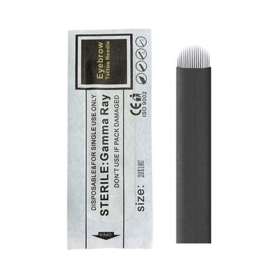 100PCS Black Flex Microblading U shape 18U Eyebrow Needles with 0.20mm Diameter 3D Embroidery for Tattoo Manual Pen Tattoo Inks Disposable Safe Healthy Tools (3 Sizes, U18)