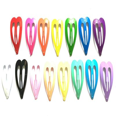 24 Pcs cute Heart Hair Snap Clips Size 45 Mm X 25 Mm Mix Bright & pastel 13 colors