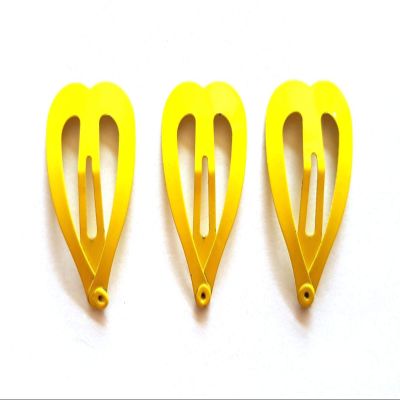 24 Pcs mix pastel Cute small Heart Hair Snap Clip Size 30 mm (pastel yellow)