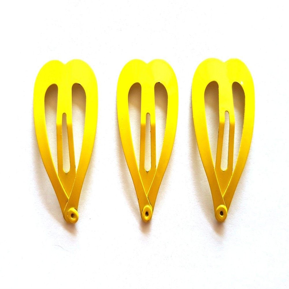 24 Pcs mix pastel Cute small Heart Hair Snap Clip Size 30 mm (pastel yellow)