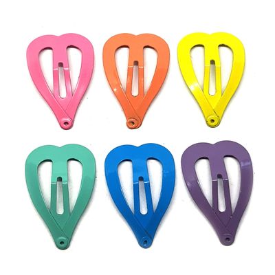 24 Pcs mix pastel Cute small Heart Hair Snap Clip Size 30 mm (mix pastel colors)