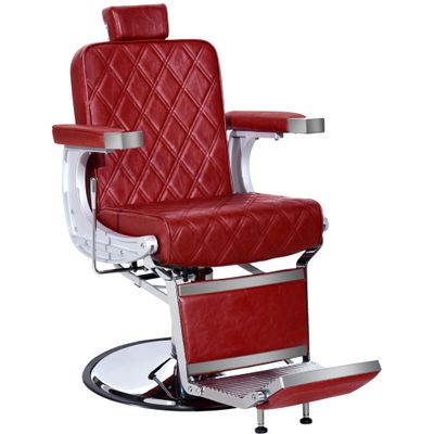 BarberPub Heavy Duty Metal Vintage Barber Chair All Purpose Hydraulic Recline Salon Beauty Spa Shampoo Equipment 3825 (Red with Red Stitches)