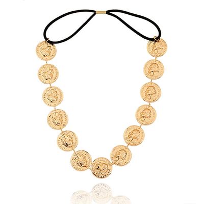 Yalice Gold Coin Head Chain Disc Elastic Headpieces Indian Headband Chain1920s Forehead Hair Accessories for Women