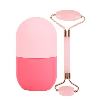 Facial Skincare Ice Roller Mold-Ice Roller for Face and EyeBeauty Cube Brighten Skin &Enhance Natural Glow &Remove Fine LinesFacial Beauty Ice Roller Skin Care Tools (Oval, pink set)