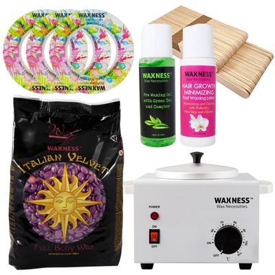 Waxness Italian Velvet Premium Synthetic Polymer Blend Waxing Kit 2.2 Pound Wax