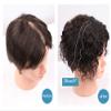 100% Real Human Hair Hand Tied Forehead Toppers for Women with Hair Loss, 9cm x 14cm Mono Curly Wiglet Hairpieces, 8" Off Black view 4