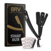 BRV MEN Professional Straight Edge Barber Razor w/ 100 Single Edge Razor Blades | Straight Razors for Men | Barbershop Accessories | Mens Shaving Knife & Shavette - Black view 1
