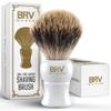 BRV MEN Pure Badger Shaving Brush LARGE (24mm knots) - Heavy Resin Handle - Use with Double-Edge Safety Razor, Straight Razor and Shaving Bowl - White view 1