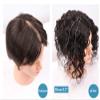 100% Real Human Hair Hand Tied Forehead Toppers for Women with Hair Loss, 9cm x 14cm Mono Curly Wiglet Hairpieces, 12" Off Black view 4