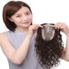 100% Real Human Hair Hand Tied Forehead Toppers for Women with Hair Loss, 9cm x 14cm Mono Curly Wiglet Hairpieces, 16" Off Black view 2