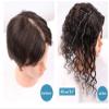 100% Real Human Hair Hand Tied Forehead Toppers for Women with Hair Loss, 9cm x 14cm Mono Curly Wiglet Hairpieces, 16" Off Black view 4