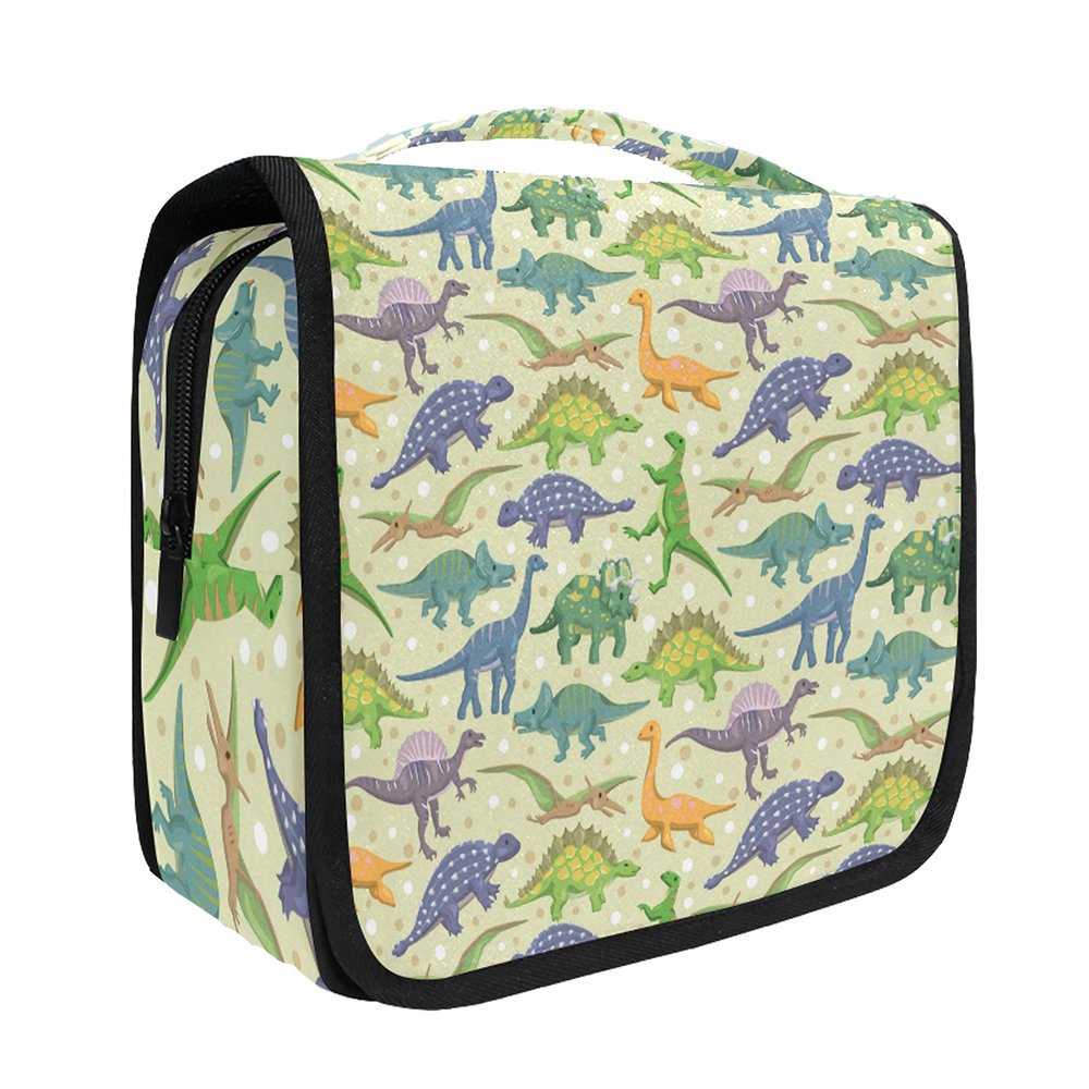 senya Hanging Travel Toiletry Bag Kit Boys Makeup Case Cosmetics Organizer for Men Women (Cute Dinosaur)