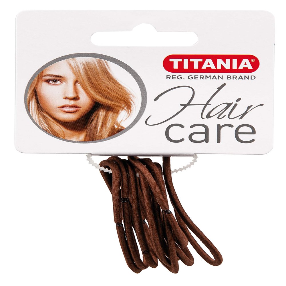 Titania Large Hair Elastics, Brown, 9 Pieces Crease & Break Free Reusable Ponytail W/Strong Grip & No Metal - Damage Free Ties For Wigs & Natural Hair For Toddler Girls, Kids & Women