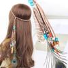Lady Indiana Princess Peacock Feather Head Chain Fashion Headband and Headpiece Bohemian Tassels Hair Band Headwear For Women (A#) view 1