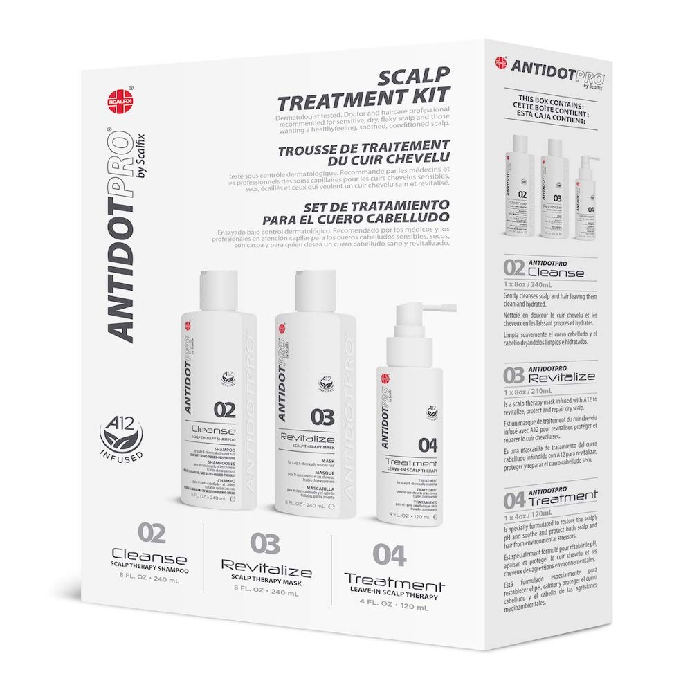 Antidotpro Scalp Treatment Kit  3-Part Kit - Cleanse Shampoo, Revitalize Mask & Leave-In Treatment for Dandruff, Itchy Scalp, Redness, Irritation & Contact Dermatitis