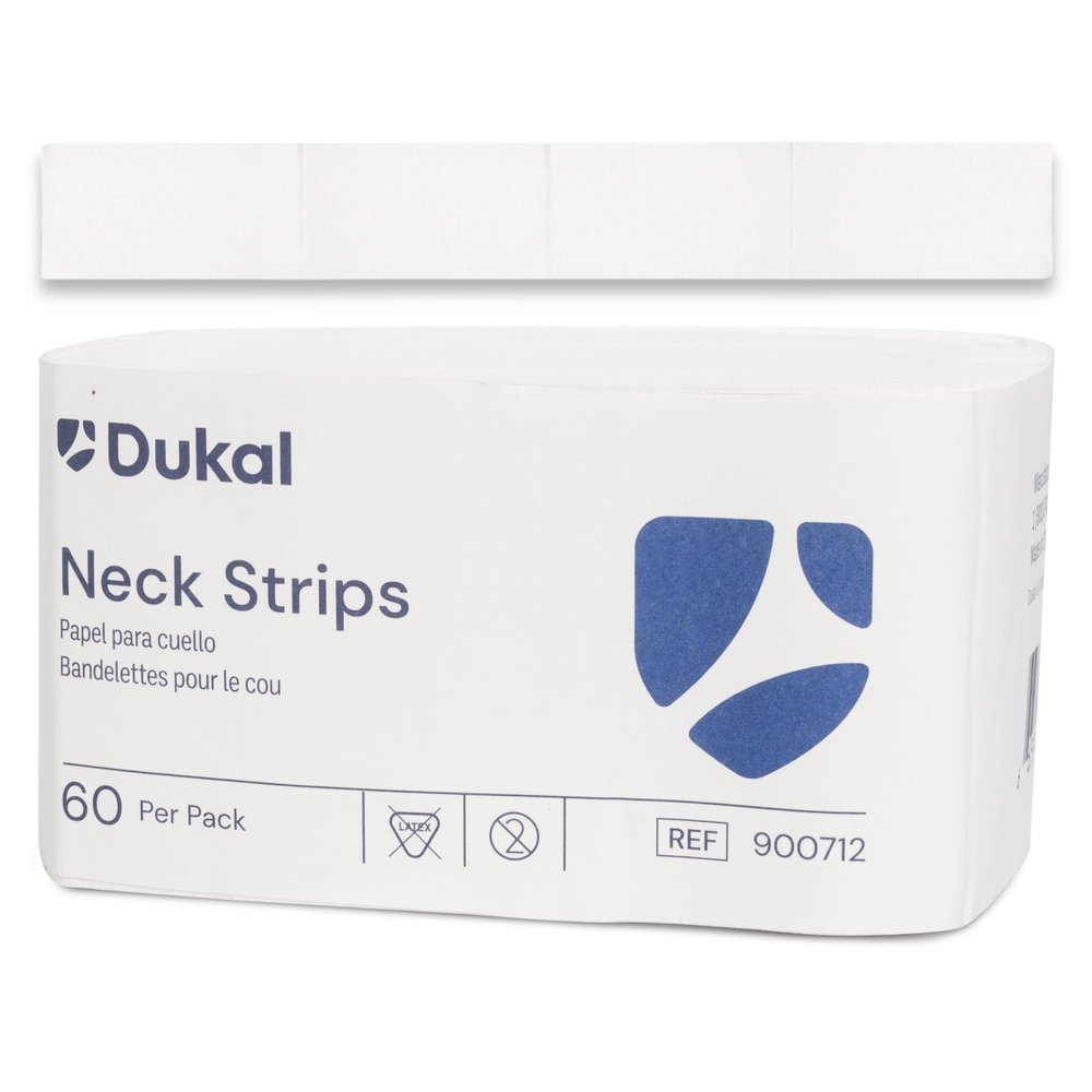 Dukal Barber Neck Strips  Ultimate Comfort, White, Disposable, 60 Count  Stretchable, Hygienic, Professional Neck Paper for Salons & Barbers, Single Pack