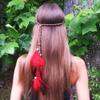 Teppylony Lady Indiana Princess Peacock Feather Head Chain Fashion Headband and Headpiece Bohemian Tassels Hair Band Headwear For Women (C#) view 2