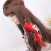 Teppylony Lady Indiana Princess Peacock Feather Head Chain Fashion Headband and Headpiece Bohemian Tassels Hair Band Headwear For Women (C#) view 3