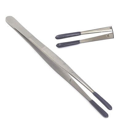 Laja Imports Bead Pearl Holding Tweezers Rubber Tip Coated No Scratch Large Tips 6" Stainless for Educational Use