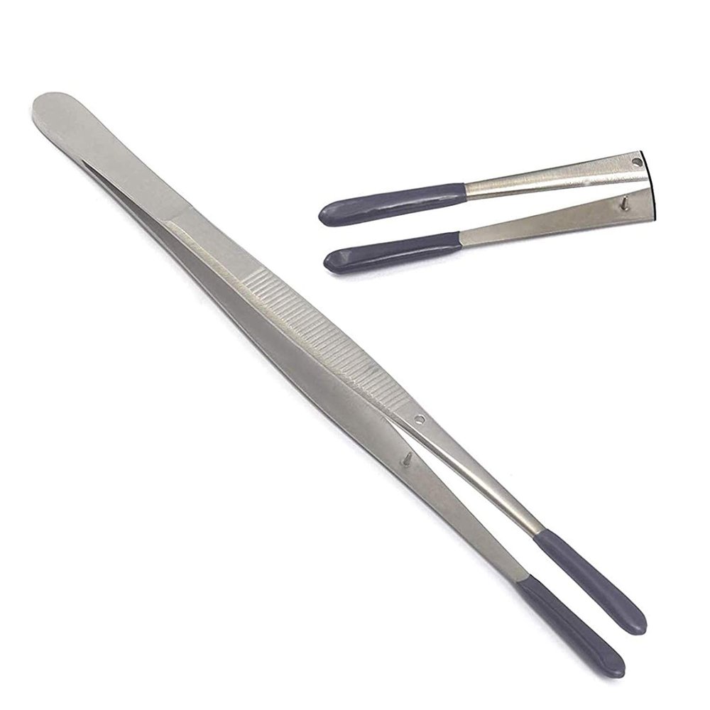 Laja Imports Bead Pearl Holding Tweezers Rubber Tip Coated No Scratch Large Tips 6" Stainless for Educational Use