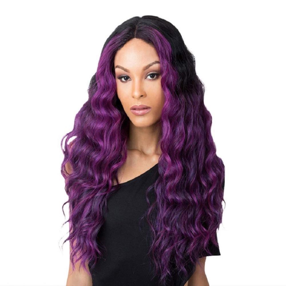 It's A Wig Synthetic Hair Wig Deep Center Part Edgar (FF PURPLE BLACK)