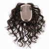 9 x 14cm Silk Base Human Hair Crown Topper Hairpiece Realistic Curly Hair Toppers for Women with Hair Loss (30cm Natural Black) view 1