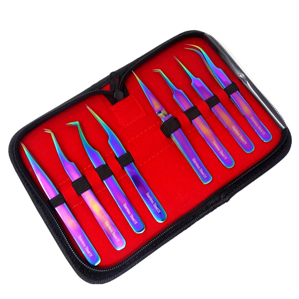 8Pcs Multifunction Stainless Steel Tweezers Set with Pouch Includes Straight and Curved Pointed Tips a Thoughtful Christmas Stocking Stuffers Gift