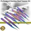 8Pcs Multifunction Stainless Steel Tweezers Set with Pouch Includes Straight and Curved Pointed Tips a Thoughtful Christmas Stocking Stuffers Gift view 2