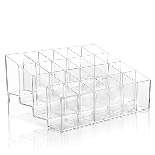 32gagwwc Clear Lipsticks Holder Display Stand Cosmetic Organizer Makeup Case with 24 Separate compartments - 1Pcs