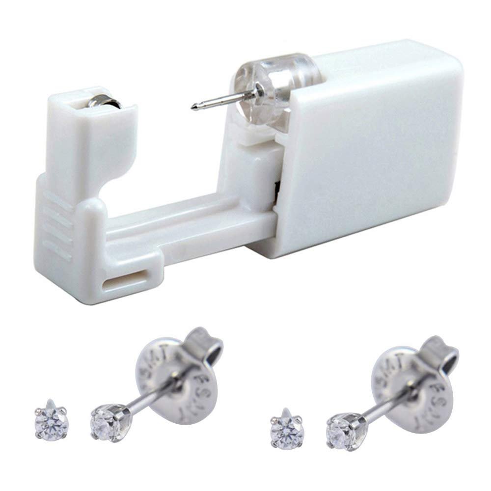 CHUANCI 2 Units Sterlised Disposable Safety Ear Nose Piercing Device Machine Tools NO Pain Piercer Tool Machine Kit Stud Choose Design (33-204)