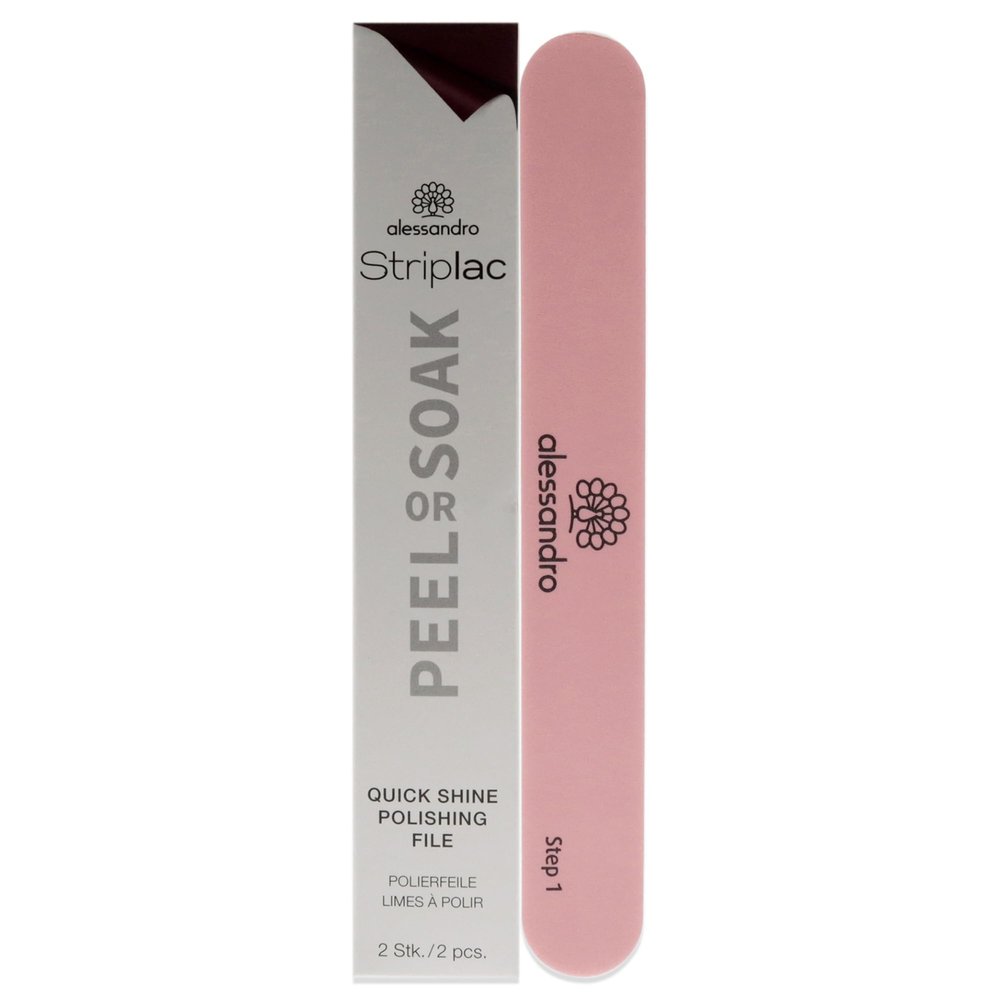 alessandro Striplac Peel or Soak Quick Shine Polishing File - Contains Two Different Surfaces - Helps Eliminate Small Ridges - Smooths Nail Surface - Leaves Nails Glossy - Cruelty Free - 2 pc