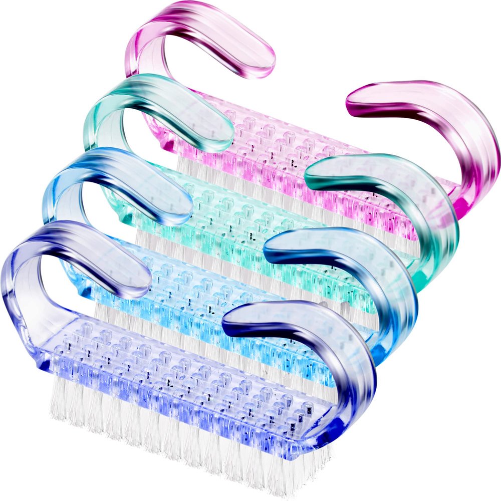 4 Pieces Handle Nail Brush Nail Hand Scrubbing Cleaning Brush (Small, Multicolor)