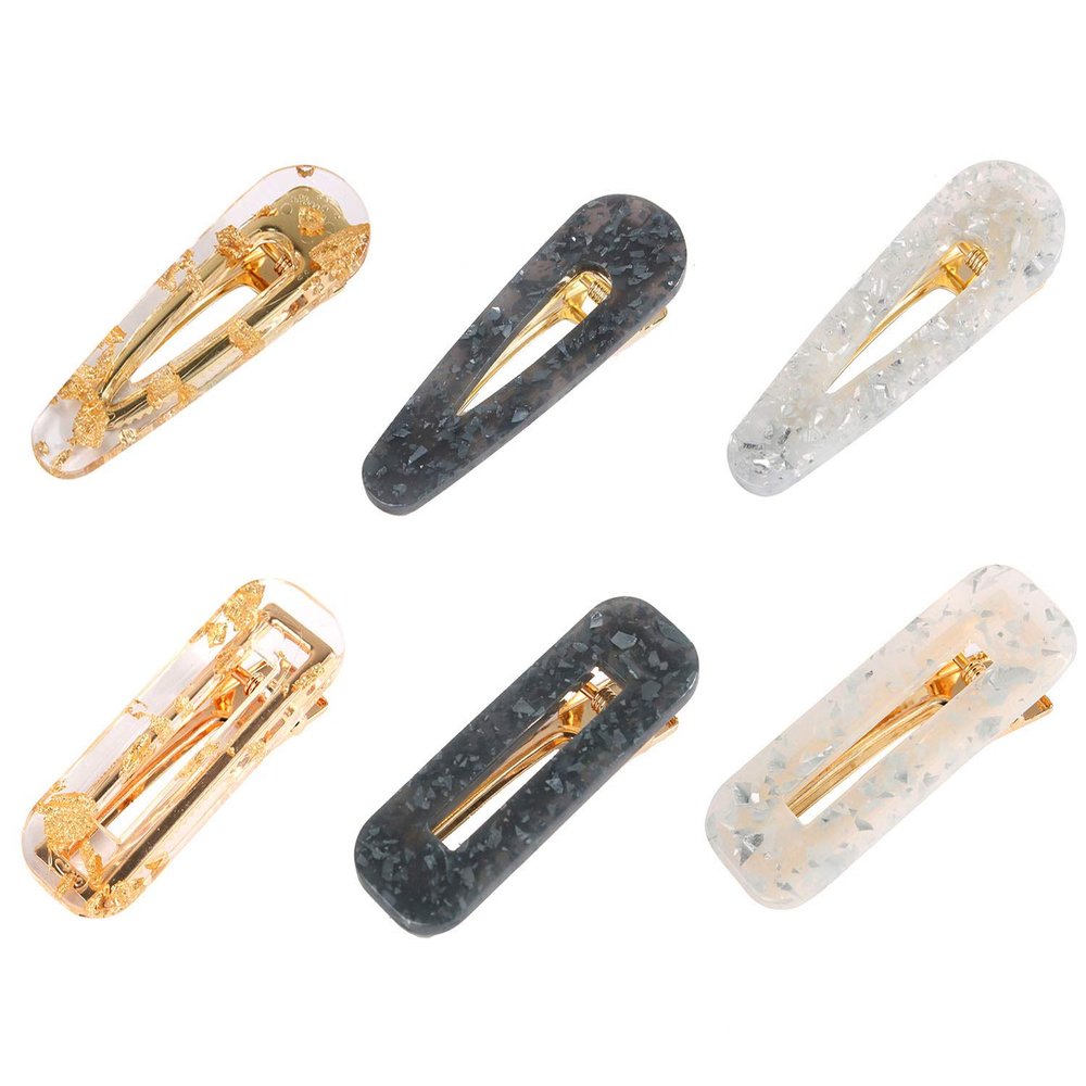 6PCS Women Marble Pattern Acetate Hair Clip Side Clip Bangs Clip Leopard Alligator Hair Clips Duckbill Clip Floral Hairpin (C#)