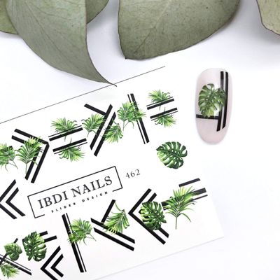 IBDI Geometric lines and palm nail Decals/Sliders for manicure or pedicure, Decal for nails, Slider for manicures and pedicures, Nail art