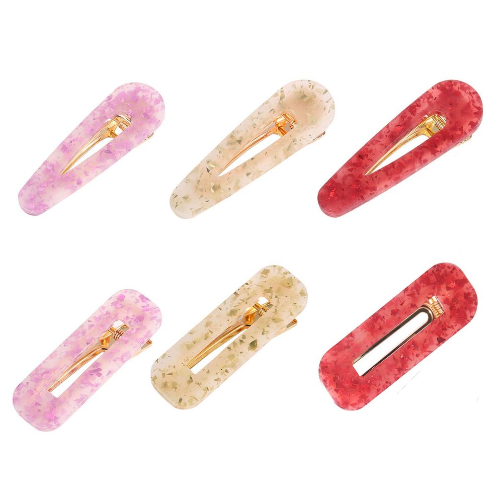 6PCS Women Marble Pattern Acetate Hair Clip Side Clip Bangs Clip Leopard Alligator Hair Clips Duckbill Clip Floral Hairpin (D#)