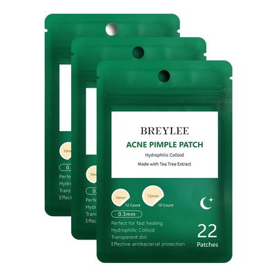 Acne Patches, BREYLEE Tea Tree Pimple Patches Acne Dots Acne Absorbing Cover Pimple Sticker Hydrocolloid Acne Patch (3 Pack, 66 Count)