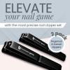 Tweezer Guru Nail Clippers - 2 Pack Professional, Stainless Steel Toe & Finger Nail Clipper Set for Men, Women and Kids - Curved Edge, Matte Black view 2