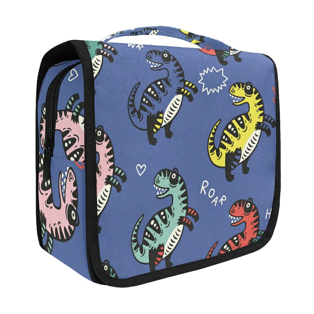 senya Hanging Travel Toiletry Bag Kit Boys Makeup Case Cosmetics Organizer for Men Women (Dinosaur Navy)