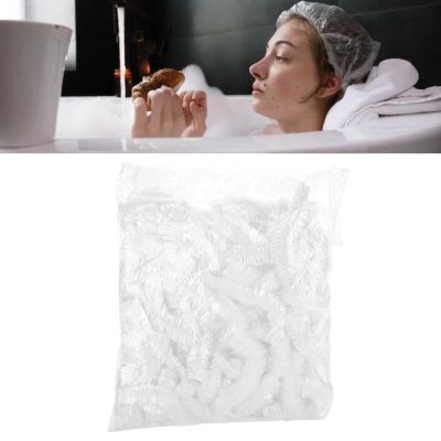 100 PCS Plastic Shower Hat, Shower , Elastic Thick Bathing Hair Bulk Universal Bath for Women Spa Home Use Hotel and Hair Salon