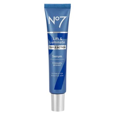 No7 Lift and Luminate Triple Action Face Serum  Anti-Wrinkle Collagen Peptide Serum with Vitamin C, Brightening Emblica, Pro Retinol, Hyaluronic Acid & Hibiscus for Skin Firming (30ml)