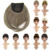 Aonmg Women's Clip In Straight Blunt Fake bangs Heat Resistance Synthetic Side Fringe Hair Neat Bang Brown Mix Blonde #22 6inches view 2