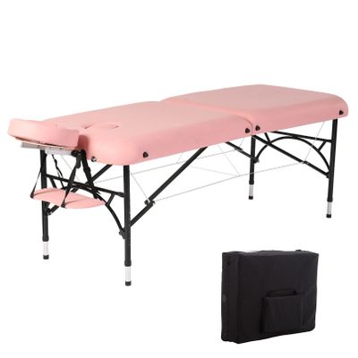 Artechworks 28" Width Portable Lightweight Massage Table Facial Salon Spa Tattoo Bed with Aluminium Leg(2.56" Thick Cushion of Foam) for Home Office for Home Office Living Room, Pink