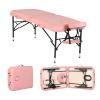 Artechworks 28" Width Portable Lightweight Massage Table Facial Salon Spa Tattoo Bed with Aluminium Leg(2.56" Thick Cushion of Foam) for Home Office for Home Office Living Room, Pink view 2