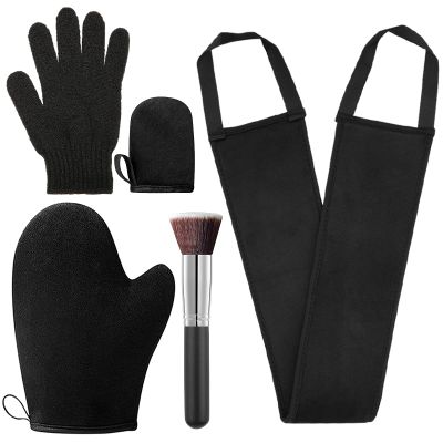 5 Pack Self Tanning Mitt Applicator Kit - Face Tan Mitt, Back Lotion Applicator, Exfoliating Glove, Tanning BrushMini Tanner Mitt